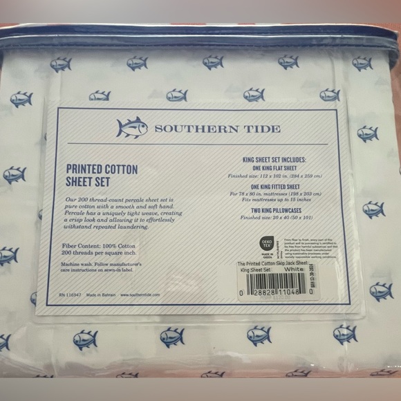 Southern Tide Printed Cotton Skip Jack King Sheet Set - Picture 4 of 6